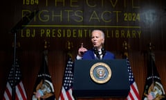 Joe Biden<br>President Joe Biden speaks at an event commemorating the 60th Anniversary of the Civil Rights Act, Monday, July 29, 2024, at the LBJ Presidential Library in Austin, Texas. (AP Photo/Manuel Balce Ceneta)