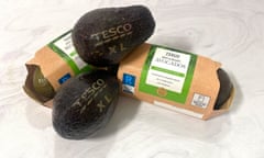 Packs of the fruit with Tesco XL laser-etched on to them