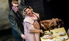 Jodie Prenger (Helen) and Tom Varey (Peter) in A Taste Of Honey by Shelagh Delaney @ Trafalgar Studios. Directed by Bijan Sheibani. (Opening 09-12-19) ©Tristram Kenton 12/19 (3 Raveley Street, LONDON NW5 2HX TEL 0207 267 5550 Mob 07973 617 355)email: tristram@tristramkenton.com