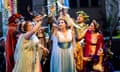 Elizabeth Karani (Galatea), centre, in Acis and Galatea by G. F. Handel @ Opera Holland Park. Directed by Louise Bakker. Conductor, Michael Papadopoulos. (Opening 19-07-2024) ©Tristram Kenton 07-24 (3 Raveley Street, LONDON NW5 2HX TEL 0207 267 5550 Mob 07973 617 355)email: tristram@tristramkenton.com