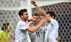 Timo Werner celebrates scoring Germany’s third goal.