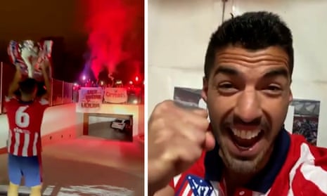 'Campeones!': Atlético Madrid celebrate La Liga title after Suárez seals win – video