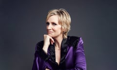 Jane Lynch in purple satin.