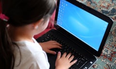 Child using a laptop