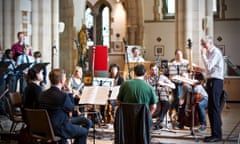 A recording session for Durante’s Requiem with soloists from the Sixteen and Oxford Baroque.