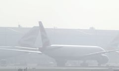 Planes in the fog at Heathrow airport