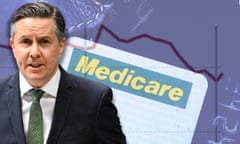 Composite image featuring (L-R) The Australian Health Minister, Mark Butler, atop a stock photo of a Medicare card