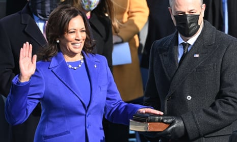 The former California senator made history as she was sworn in as the US’s first female, black and south Asian vice-president