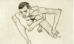  Self Portrait in Crouching Position (1913) by Egon Schiele, on show at Tate Liverpool.