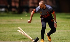 A player from Long Island United Cricket Club in action at Eisenhower Park in New York.