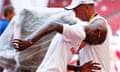 Mo Farah and Alberto Salazar at the 2015 World Athletics Championships in Beijing