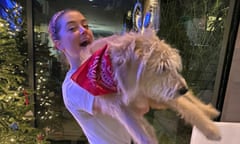 Amber Heard with the dog she has named Barnaby Joyce