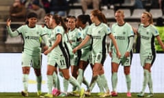 Chelsea players celebrate their fourth goal in their victory over Paris FC last month