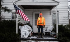 Neil Shaffer posed on his front porch in Cresco, Iowa on Thursday, December 12th. Photo by Jordan Gale