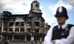 A burnt-out Carpetright shop