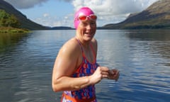 heather massey in a swimsuit at wastwater in the lake district