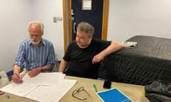 Composer Robin Holloway (left) and conductor Paul Mann.