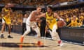 Tyrese Haliburton of the Indiana Pacers drives toward the lane during Friday’s Game 6 of the Eastern Conference semi-finals in Indianapolis.