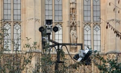 Security cameras, CCTV cameras outside the Houses of Parliament, Westminster, London.  Tony Blair's proposed anti-terrorism legislation faces further scrutiny in the House of Lords today.