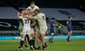 England celebrate their dramatic win against France