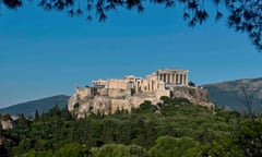 View from a hill facing the Acropolis, Athens, in early May.
