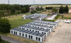 Temporary accommodation units at the Ministry of Defence facility in Wethersfield, England. 