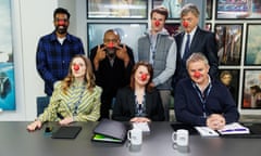 The Lenny Henry’s Replacement sketch with Romesh Ranganathan, Jessica Hynes, Lenny Henry, Monica Dolan, Hugh Skinner, Richard Madeley and Hugh Bonneville.