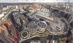 A drone’s eye view of the northern section of the redeveloped King’s Cross site, 2023.