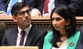 Rishi Sunak (left) and Suella Braverman during PMQs.