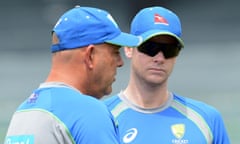 Australian cricket coach Darren Lehmann (left) has brushed off criticism from former captain Michael Clarke about skipper Steve Smith’s early return home from Sri Lanka.