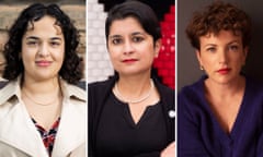 Nadia Whittome, Shami Chakrabarti and Annie Mac, who are calling for a change in UK law regarding the use of song lyrics as evidence.