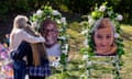 Covenant Presbytarian Church school shooting in Nashville<br>epa10549618 Mourners pause in front of photos of the victim's of a school shooting, custodian Mike Hill (L), and student Evelyn Dieckhaus (R), at a makeshift memorial outside the entrance to the Covenant Presbyterian Church, the site of the shooting in Nashville, Tennessee, USA, 29 March 2023. Metro Nashville Police reported that three adults and three children were killed 27 March 2023 by a shooter who was confronted and killed by police. EPA/JUSTIN RENFROE