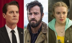 Composite image showing (from left) Kyle Maclachlan as Special Agent Dale Cooper in Twin Peaks: The Reurn, Justin Theroux in The Leftovers, and Lena Dunham as Hannah Horvath in Girls