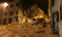 Earthquake in central Italy<br>epa05605070 A view of damaged buildings in Camerino, Marche Region, central Italy, 27 October 2016. Rescue teams are on their way to isolated villages near the epicenter of a 5.4-magnitude quake that struck central Italy on 26 October evening. Two strong earthquakes hit central Italy on 26 October evening, a 5.4 and a 5.9-magnitude, according to Italy's National Institute of Geophysics and Volcanology (INGV).  EPA/ROBERTO ALMONTI