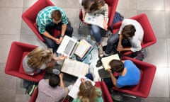 University students studying in a circle