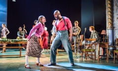 Shirley Henderson (Elizabeth Laine) and Arinze Kene (Joe Scott) in Girl From The North Country, written and directed by Conor McPherson @ Old Vic, London. Music and Lyrics by Bob Dylan. (Opening 26-07-17) ©Tristram Kenton 07-17 (3 Raveley Street, LONDON NW5 2HX TEL 0207 267 5550 Mob 07973 617 355)email: tristram@tristramkenton.com