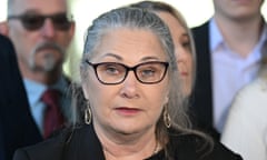 Rachel McCrow’s mother Judy McCrow speaks to the media outside the Brisbane Coroners Court in Brisbane