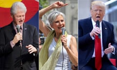 Composite of Bill Clinton, Jill Stein and Donald Trump