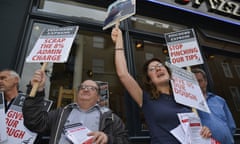 A union protest outside the Soho branch of Pizza Express