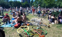 Young people on London Fields, Hackney