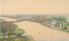 A watercolour of London circa 1400 by the artist and illustrator Amédée Forestier(1854-1930).