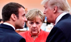Emmanuel Macron, Angela Merkel and Donald Trump