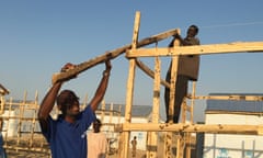 Construction of shelter in Bakassi IDP camp Maiduguri Nigeria Nov 2016