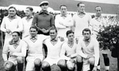 Soccer - World Cup Uruguay 1930 - Group One - France v Mexico<br>France team group: (back row, l-r) Augustin Chantrel, Marcel Pinel, Alexis Thepot, Marcel Capelle, Etienne Mattler, Alex Villaplane; (front row, l-r) Ernest Liberati, Edmond Delfour, Andre Maschinot, Lucien Laurent, Marcel Langiller