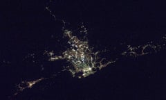 Satellite view of Sydney at night.