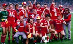 Liverpool players celebrate being their triumph.