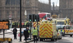 Police at the scene of last year's Westminster terror attack.