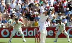 Andrew Strauss is bowled by Doug Bollinger during the Ashes Test at Adelaide in 2010, after leaving the ball on Leamon’s advice.