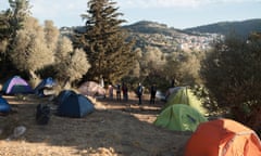 Refugees’ tents near Vathy in Samos.