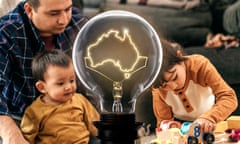 Family with lightbulb